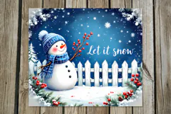 Christmas snowman card | Skinny tumbler sublimation design Product Image 5