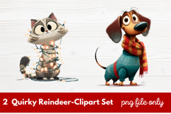 2 Quirky Reindeer Clipart Set | Fun Holiday Reindeer PNG Product Image 1