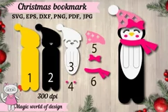 Christmas bookmark penguin Template svg, paper cut svg Product Image 3