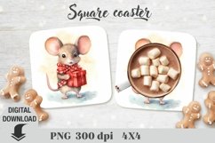 Christmas Square coaster, coaster sublimation, christmas Product Image 1