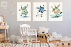 Dancing Bears Watercolor Cliparts. 3 PNG sublimations Product Image 2
