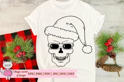 Skull Santa hat with glasses svg, Christmas cut file Product Image 1