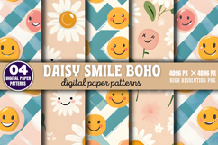 Daisy Smile Boho Digital Paper Background Bundle PNG Product Image 6
