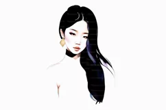 Beautiful Asian woman art sketches 10 PNG Digital download Product Image 5