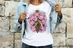 Fashionable girl with flowers clipart Product Image 7