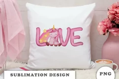 Watercolor Love Unicorn png Product Image 5