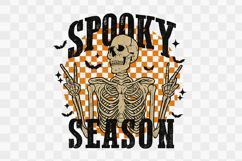 Retro Halloween Spooky Season Skeleton Checkerboard PNG Product Image 1