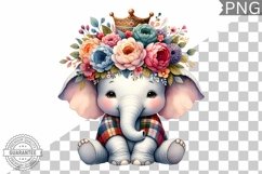 Floral Crown Elephant Sublimation - Clipart Bundle Product Image 6