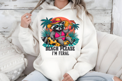 Beach Please I'm Feral PNG, Funny Raccoon Summer Sublimation Product Image 5