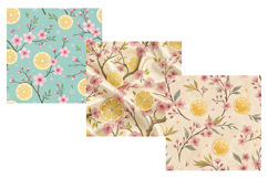 Cherry Blossom Lemon Digital Paper, Seamless Pattern Product Image 5