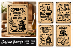 Funny Coffee Cutting Board Quotes SVG PNG Product Image 1