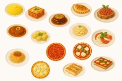 Italian &amp; French Food Watercolor Clipart Set 40 PNG Gourmet Product Image 5