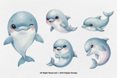 15 Bundle Watercolor Dolphin Fish Animal Sea Ocean Kids Product Image 5
