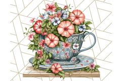 Vintage Floral Teacup Clipart PNG, Blooming Teacups Clip Art Product Image 5