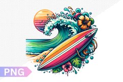 Summer Surfboard Sublimation - Clipart PNG Design Product Image 1