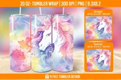 Unicorn Milkyway Tumbler Wrap Designs, Sublimation Wrap Product Image 1