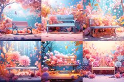 Floral bench printable digital papers Product Image 1