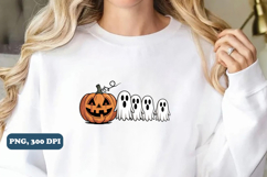 Halloween Pumpkin Chasing Ghost Png, Sublimation png design Product Image 5