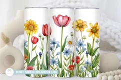 Watercolor Wildflower Skinny Tumbler Sublimation Product Image 1