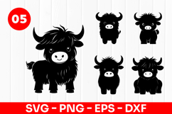 Cute Highland Cow Cartoon Baby SVG PNG Product Image 1