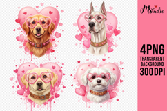 Valentine Dogs PNG Cute Puppies with Heart Glasses Product Image 1