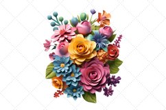 3d Floral Bouquet sublimation Clipart Bundle, 3D Sublimation Product Image 5