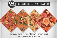 Flowers Seamless Digital Paper, Flowers Background Product Image 1