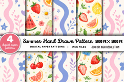 Summer Beach Hand Drawn Pattern JPG Product Image 1