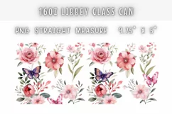 Pink Floral Watercolor Flowers 16 oz Libbey Glass Can Wrap Product Image 2