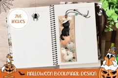 Halloween Black Cat Bookmark, Halloween Ghosts Bookmark PNG Product Image 1