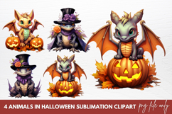 Animals In Halloween Sublimation Clipart Product Image 1