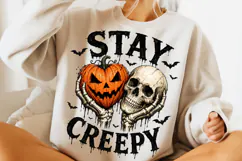 Stay Creepy PNG, Retro Dripping Heart Halloween PNG, Spooky Product Image 1