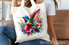 Vibrant Hummingbird PNG, Colorful Botanical Sublimation Product Image 4