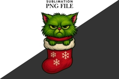Funny Christmas green cat png design for T-shirts Product Image 2