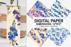 Watercolor Larkspur Flowers Digital Paper Product Image 1