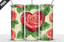 Rose Tumbler Sublimation | Valentine's Day Tumbler Wrap Product Image 2