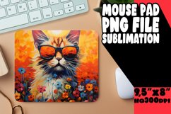 Kitty and Flowers Mouse Pad Sublimation PNG Product Image 1