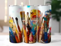 Back to School Tumbler Wrap | Paint Brushes Colourful PNG Product Image 2