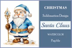 Christmas Sublimation Santa Claus Watercolor Vintage / Png Product Image 1