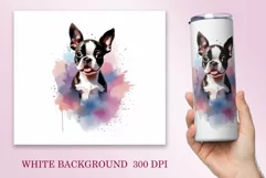 Watercolor Dog Sublimation Tumbler Wrap | 20 oz Straight Png Product Image 2