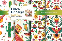 Cinco de Mayo digital paper, fiesta digital paper Product Image 2