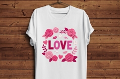 LOVE Floral Valentine PNG, Rose Valentine Shirt Design, Pink Product Image 5