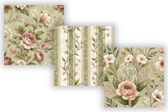 Olive Dust Toile Digital Paper Pack, Vintage Floral Toile Product Image 5