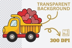 Glitter Dump Truck with Hearts PNG Product Image 3