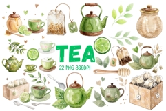 Watercolor Tea Clipart Product Image 1