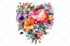 Colorful Floral Heart Sublimation Watercolor Clipart Product Image 5