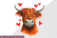 Valentine Highland Cow Clipart Png Product Image 1