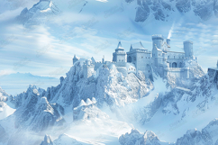Frozen Winter Castle on Icy Peaks Fantasy Background Art Product Image 1