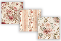 Blush Nude Toile Digital Paper Pack, Vintage Floral Toile Product Image 5