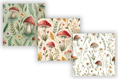 Cottagecore Mushroom Wildflower Paper, Seamless Watercolor Product Image 5